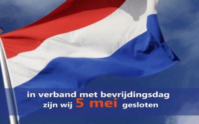 5 Mei zijn de herstelacademies in verband met bevrijdingsdag gesloten.